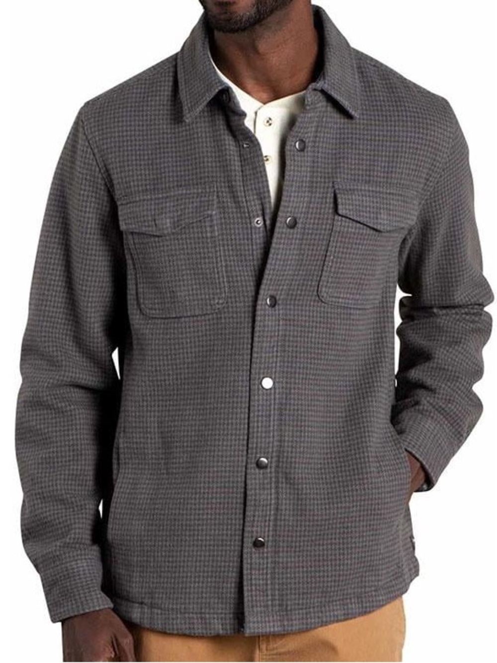 Toad&Co Grey Houndstooth Snap-Front Shirt Jacket
